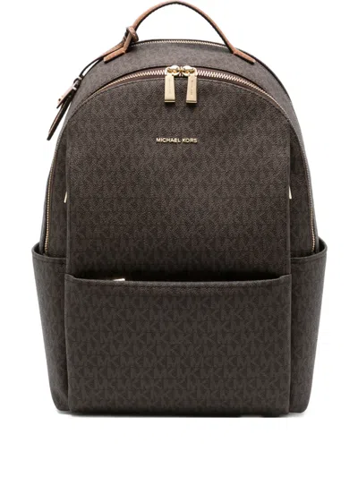 Michael Kors Logo-print Backpack In Brown