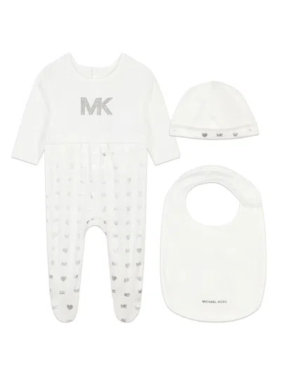 Michael Kors Logo-print Cotton Babygrow Set In 白色