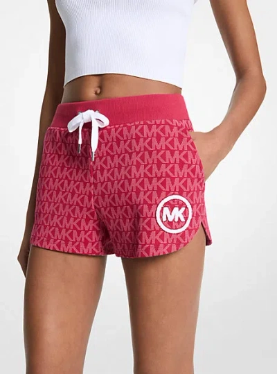 Michael Kors Logo Print Cotton Blend Shorts In Red