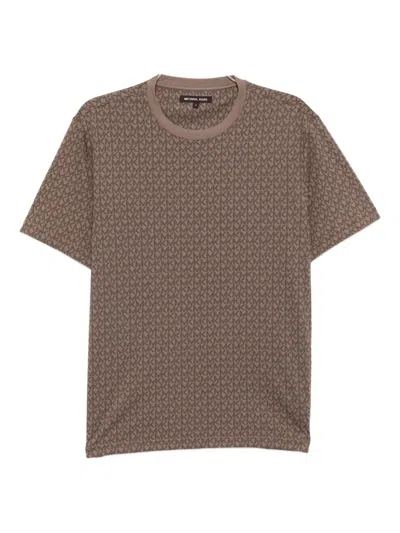 Michael Kors Logo-print Cotton T-shirt In Brown