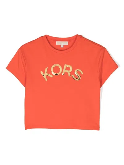 Michael Kors Logo-print Cotton T-shirt In Orange