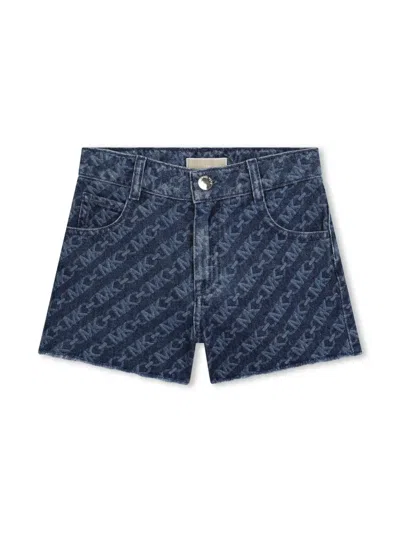 Michael Kors Kids' Logo-print Denim Shorts In Blue