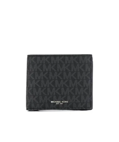 Michael Kors Logo-print Foldover Wallet In Black