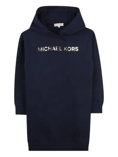 Michael Kors Kids' Logo-print Hooded Dress In Blue