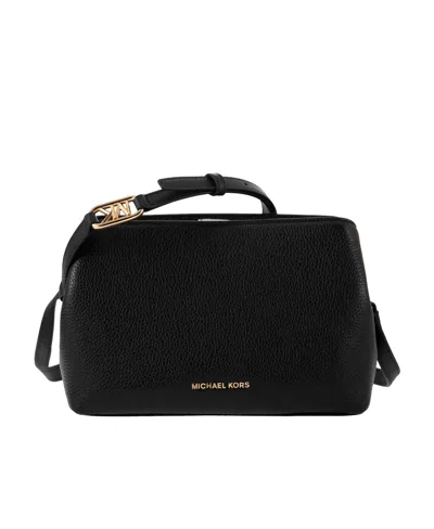 Michael Kors Logo-print Leather Shoulder Bag In Black