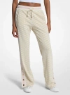 Michael Kors Logo Print Metallic Stretch Knit Track Pants In Neutral