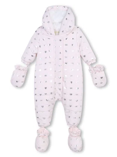 Michael Kors Babies' Logo-print Padded Suit In 粉色