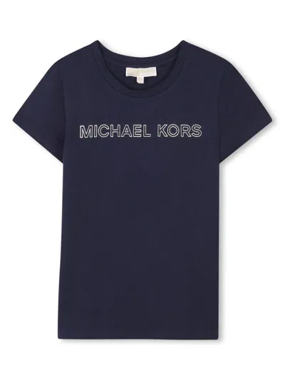 Michael Kors Kids' Logo-print Short-sleeve T-shirt In Blue