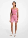 Michael Kors Logo Print Stretch Knit Cropped Tank Top