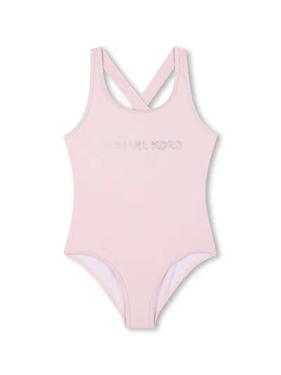 Michael Kors Kids' Logo-print Swimsuit In 粉色