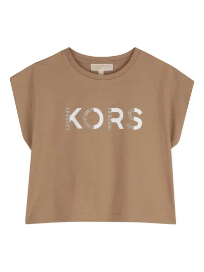 Michael Kors Kids' Logo-print T-shirt In Brown