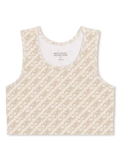 Michael Kors Kids' Logo-print Tank Top In Neutrals