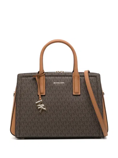 Michael Kors Logo Print Tote Bag In Brown