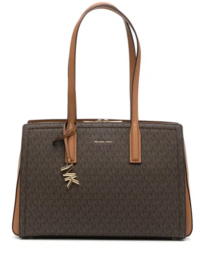Michael Kors Logo Print Tote Bag In Brown
