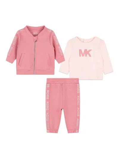 Michael Kors Babies' Logo-print Tracksuit Set In Pink