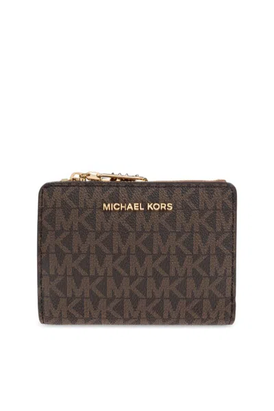 Michael Kors Logo-print Zip-around Wallet In Black