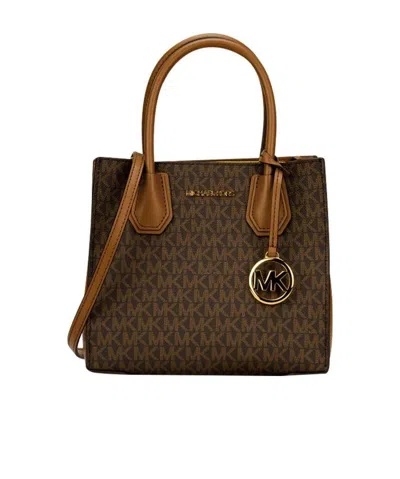 Michael Kors Logo Printed Shoulder Bag In Brown