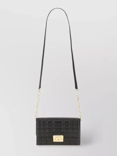 Michael Kors Logo Quilted Chain Strap Bag In Black