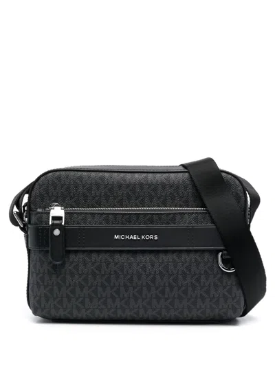 Michael Kors Monogram Print Shoulder Bag In Black