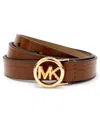 Michael Kors Logo Skinny Leather Belt In Brown