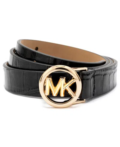 Michael Kors Logo Skinny Leather Belt In Multi