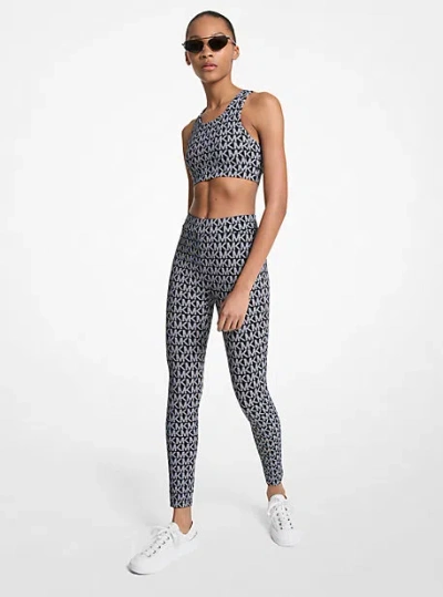 Michael Kors Logo Stretch Knit Leggings In Black