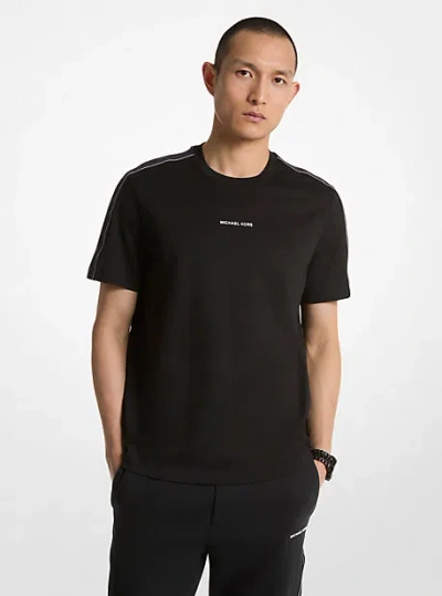 Michael Kors Logo Tape Cotton T-shirt In Black