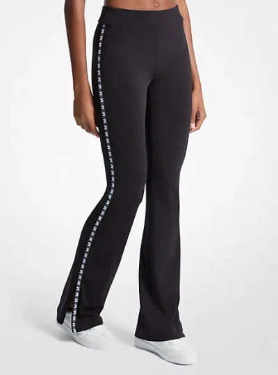 Michael Kors Logo Tape Flared Leggings In Black