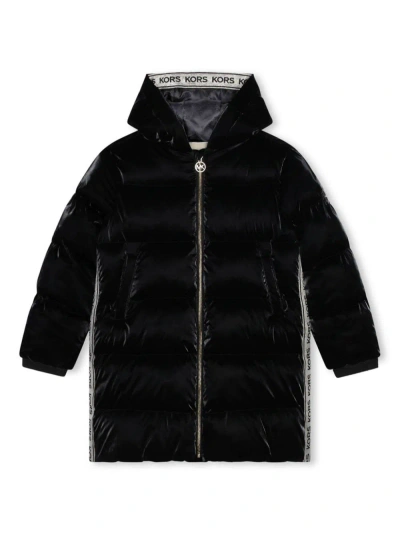 Michael Kors Kids' Logo-tape Quilted Coat In Black