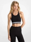 Michael Kors Logo Tape Sports Bra In Black