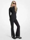 Michael Kors Logo Tape Stretch Nylon Flared Leggings In Black