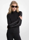 Michael Kors Logo Tape Stretch Nylon Jacket In Black