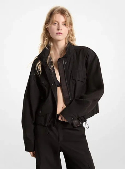 Michael Kors Logo Tape Woven Anorak In Black