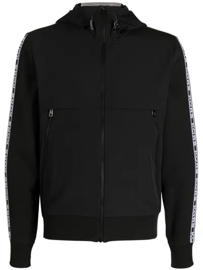 Michael Kors Logo-tape Zip-up Jacket In Black