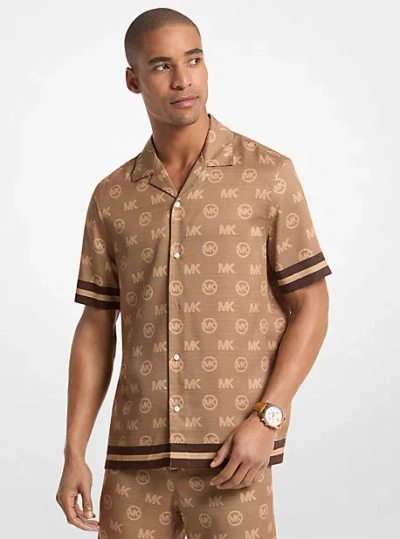 Michael Kors Logo Tencel Shirt In Brown
