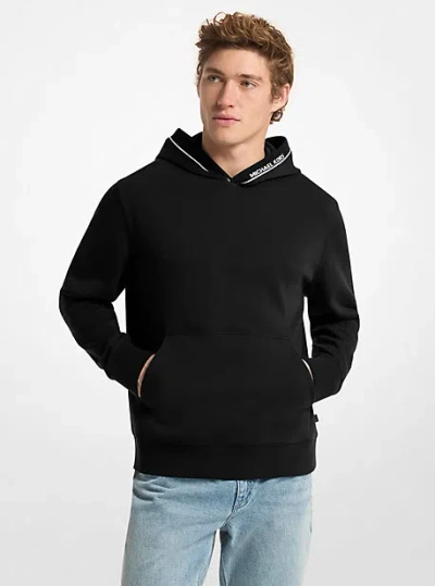 Michael Kors Logo Trim Cotton Blend Hoodie In Black