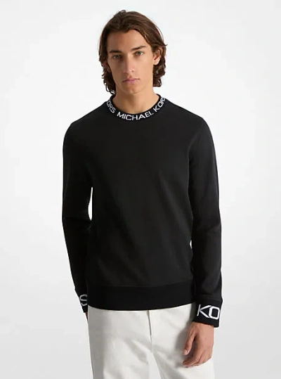 Michael Kors Logo Trim Cotton Blend Sweatshirt In Black