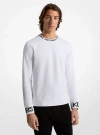 Michael Kors Logo Trim Cotton Blend Sweatshirt In White