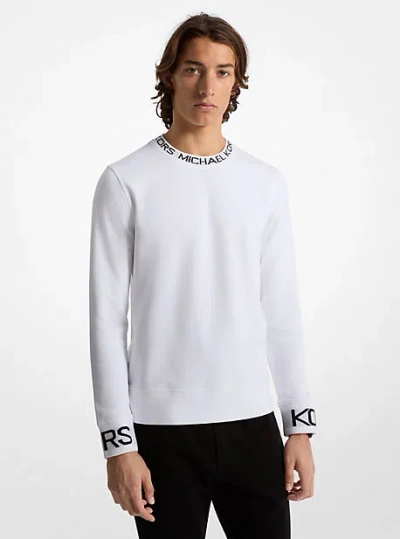 Michael Kors Logo Trim Cotton Blend Sweatshirt In White