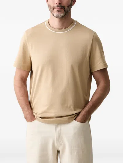Michael Kors Logo Trim Cotton Jersey T-shirt In Neutral