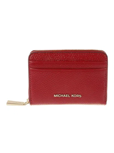 Michael Kors Logo Zip-around Card Holder In Red