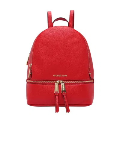 Michael Kors Logo Zipper Backpack In Red