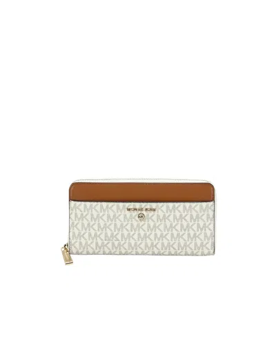 Michael Kors Logo Zipper Wallet In White