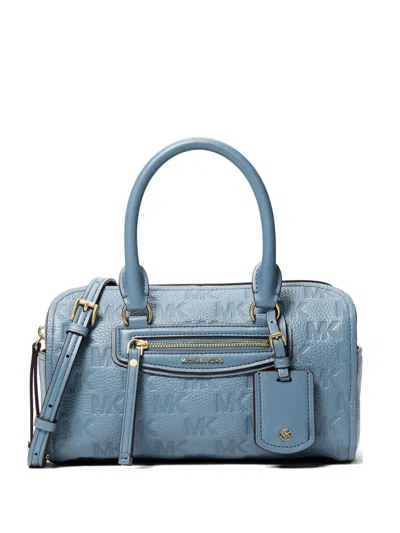 Michael Kors Logo-debossed Pebbled Tote Bag In Blue