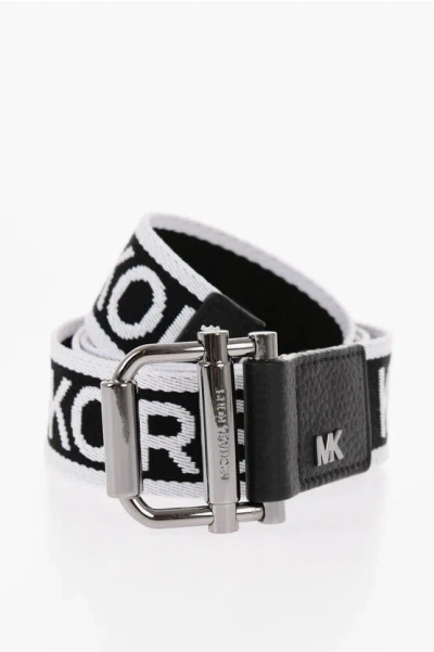 Michael Kors Logoed Belt With Leather Details 40mm In Black