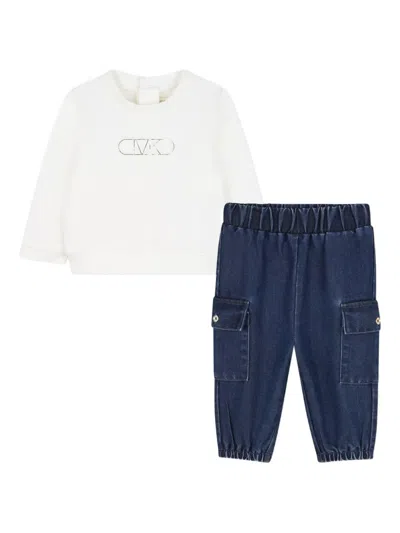 Michael Kors Babies' Logo-embellished Sweatshirt And Cargo Trouser Set In White