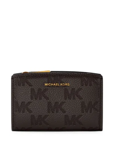 Michael Kors Logo-embossed Pebbled Leather Wallet In Brown