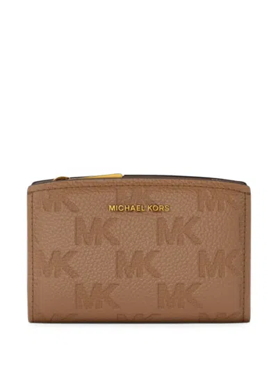 Michael Kors Logo-embossed Pebbled-leather Wallet In Blue