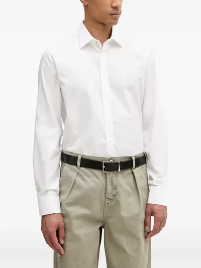 Michael Kors Logo-embroidered Button-down Shirt In White
