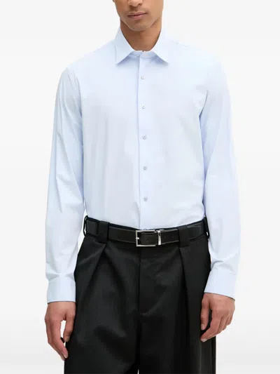 Michael Kors Logo-embroidered Long-sleeve Shirt In Blue